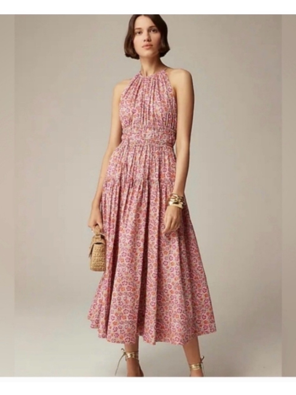 J. Crew Tie-Waist Halter Dress in Liberty® Ellie Fabric